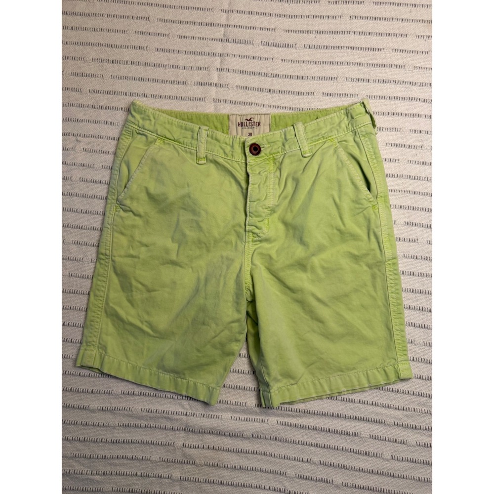 Vintages Hollister Mens Chino Shorts Size 30 Lime Green Cotton Twill Flat Front